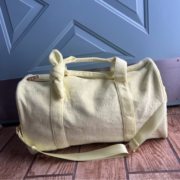 Stoney Clover x Target Yellow Terry Cloth Embossed Palm Tree Duffle Bag Beach - Picture 2 of 11